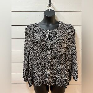 MARLA WYNNE Black & White Knit Cardigan – 3X